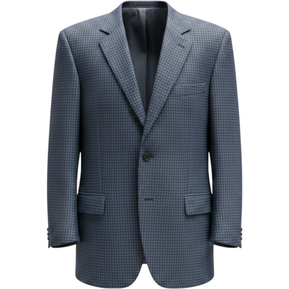 J. Hilburn Mens Blue Grey Micro Check Blazer Sport Coat 2 Button Portugal STAINS